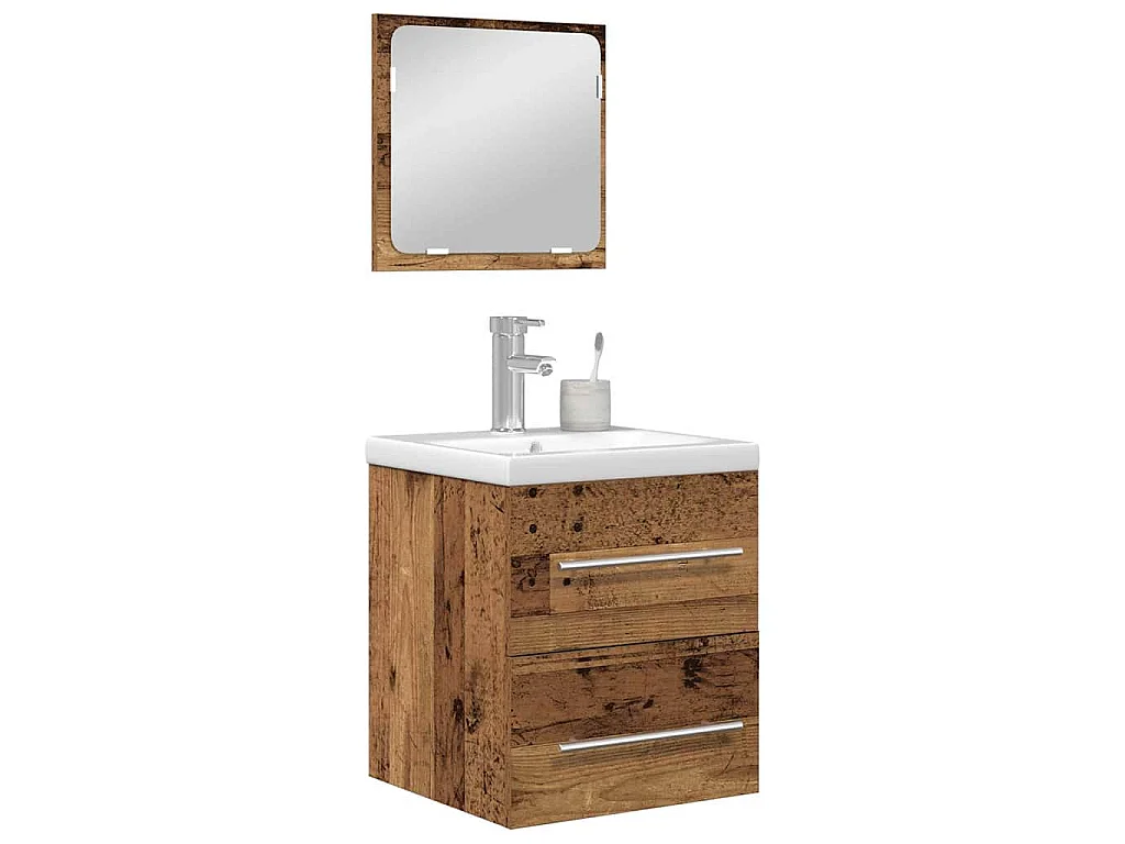 Ensemble de mobilier de salle de bain 2 pcs Bois ancien