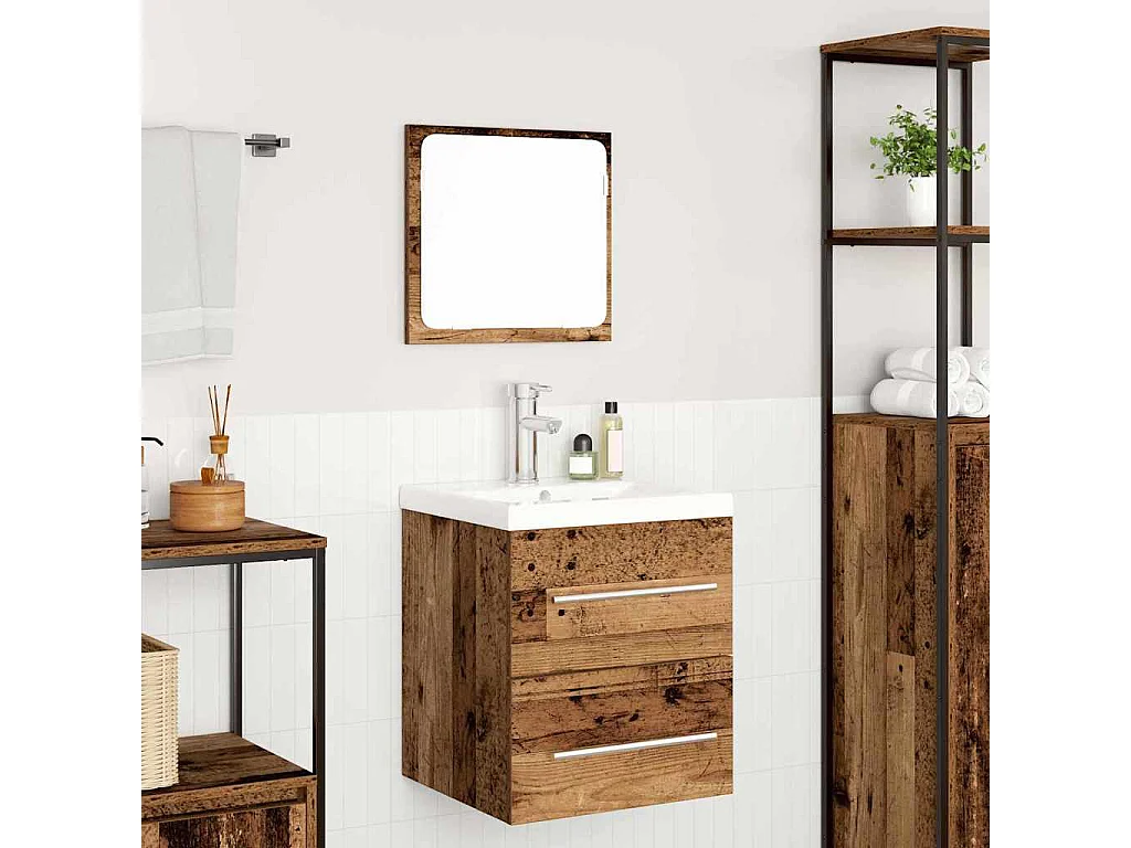 Ensemble de mobilier de salle de bain 2 pcs Bois ancien