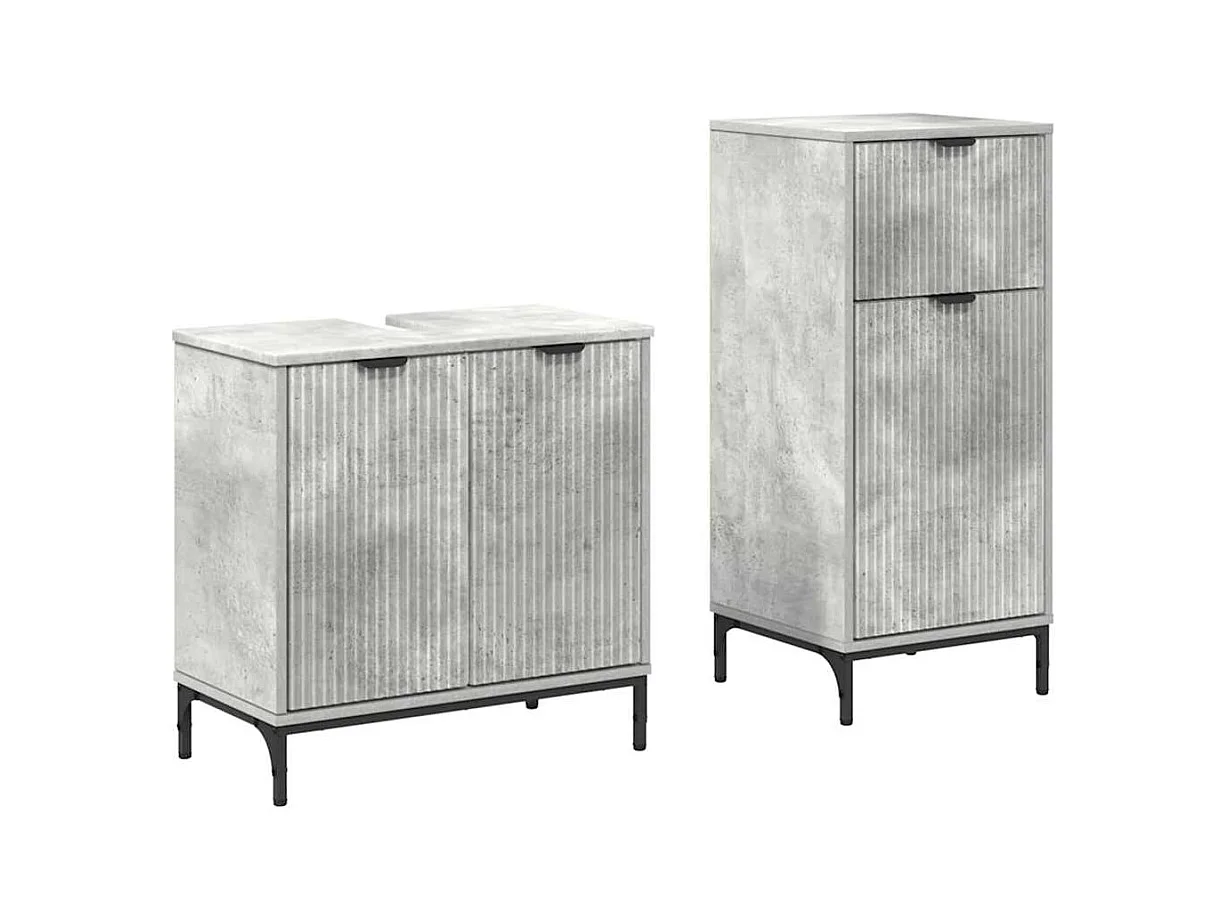 Ensemble de mobilier de salle de bain Plaid 2 pcs Gris béton