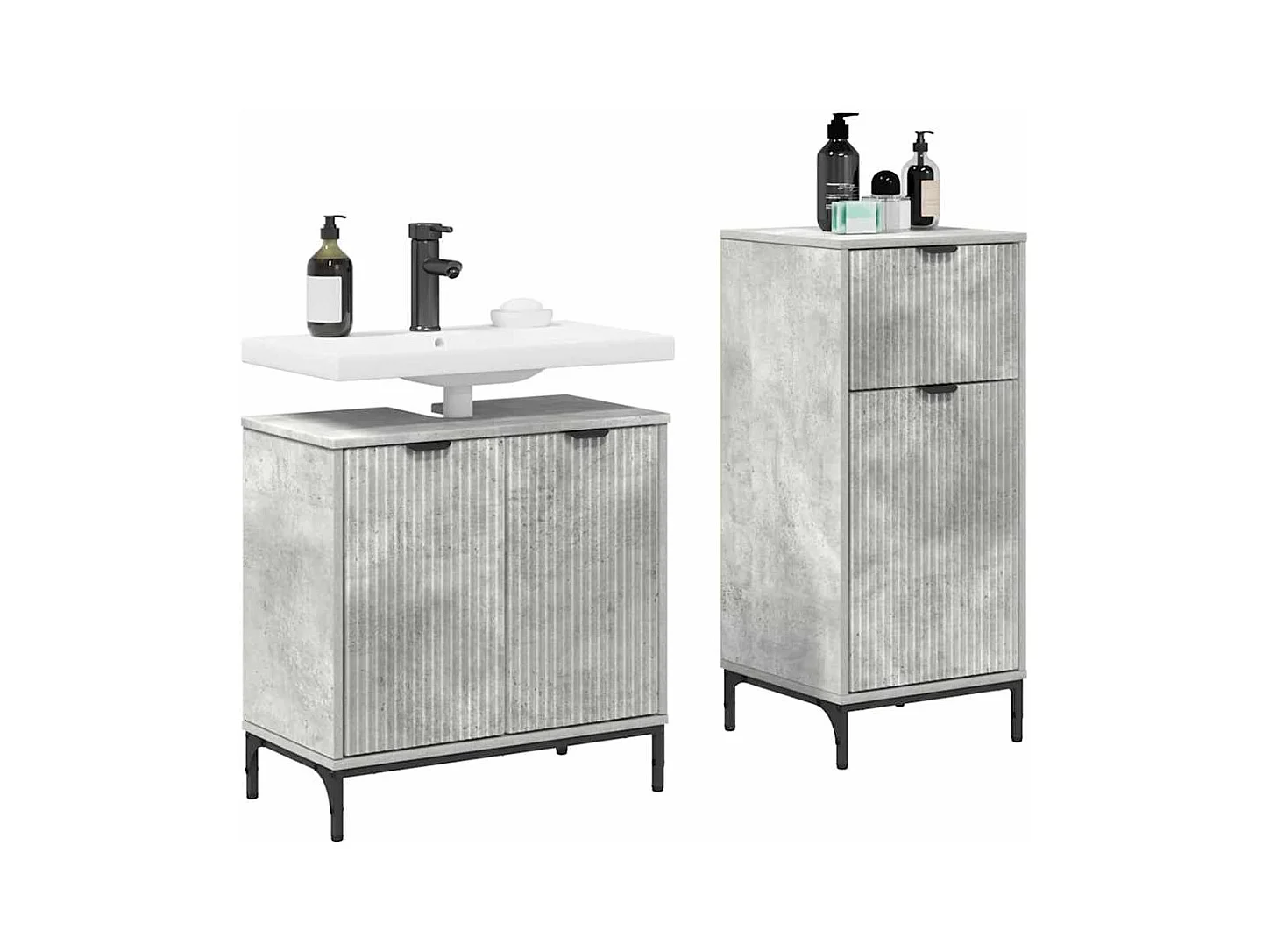 Ensemble de mobilier de salle de bain Plaid 2 pcs Gris béton