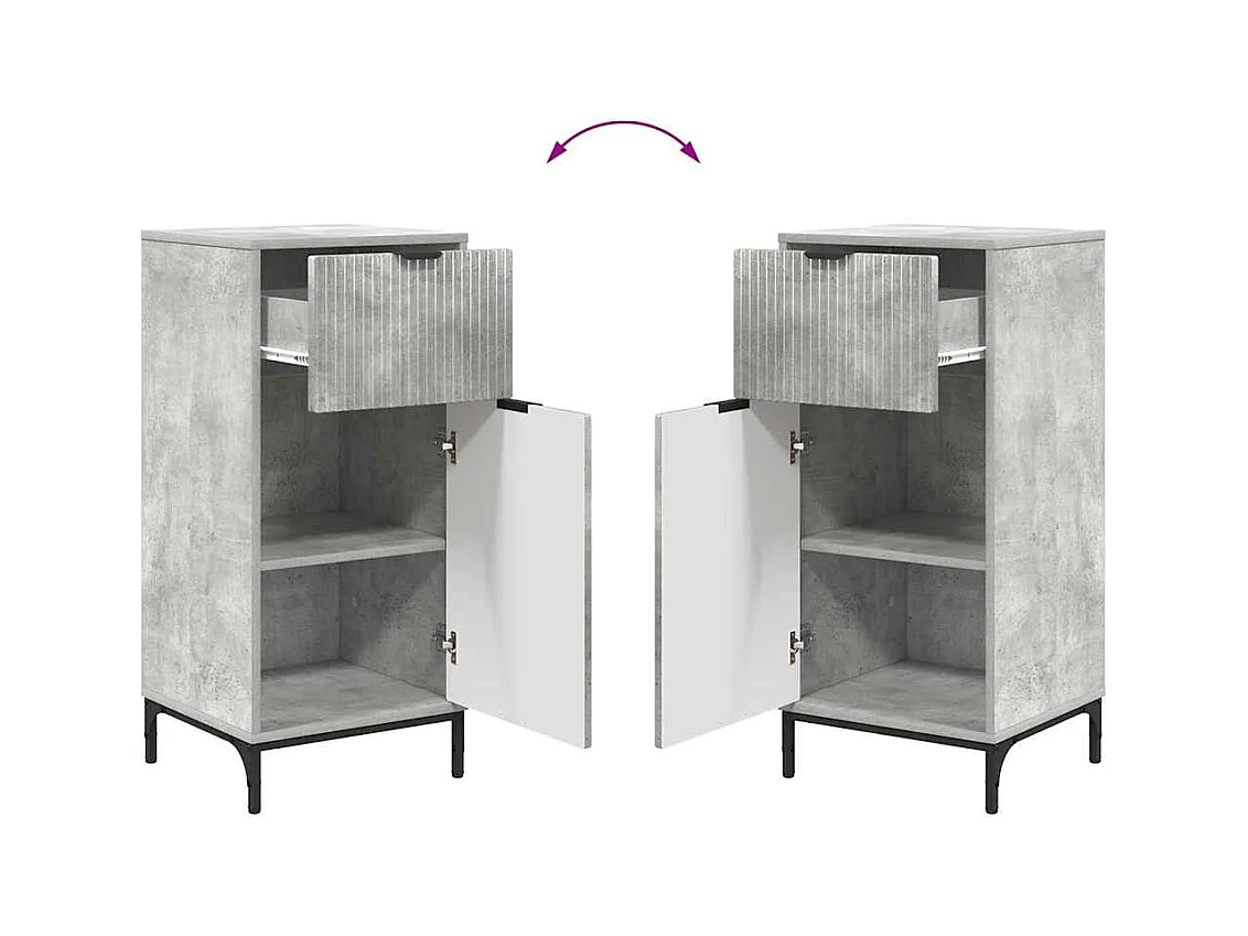 Ensemble de mobilier de salle de bain Plaid 2 pcs Gris béton