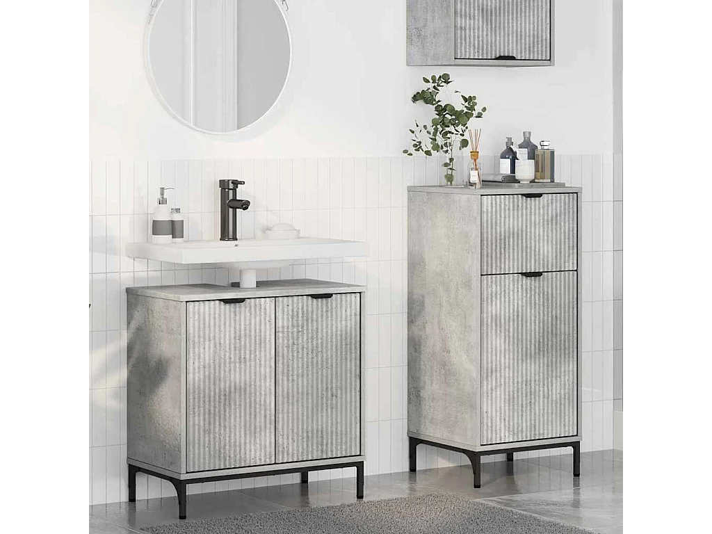 Set di mobili da bagno a quadri 2 pezzi grigio cemento