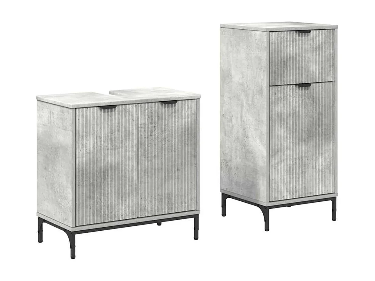 Set di mobili da bagno a quadri 2 pezzi grigio cemento