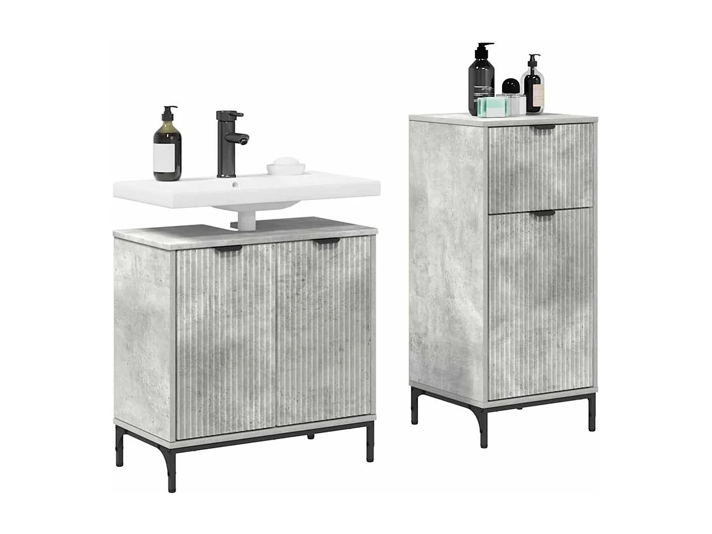 Set di mobili da bagno a quadri 2 pezzi grigio cemento