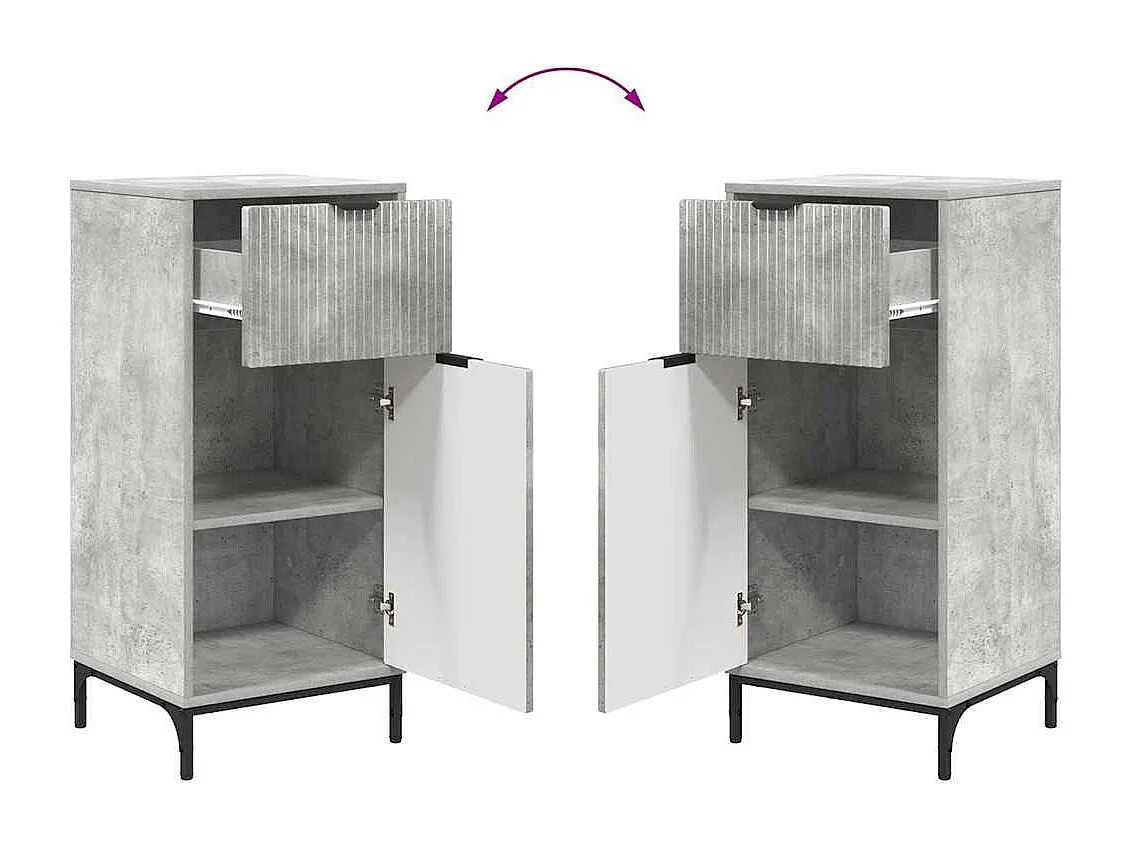 Set di mobili da bagno a quadri 2 pezzi grigio cemento