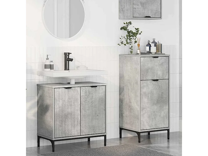 Set di mobili da bagno a quadri 2 pezzi grigio cemento