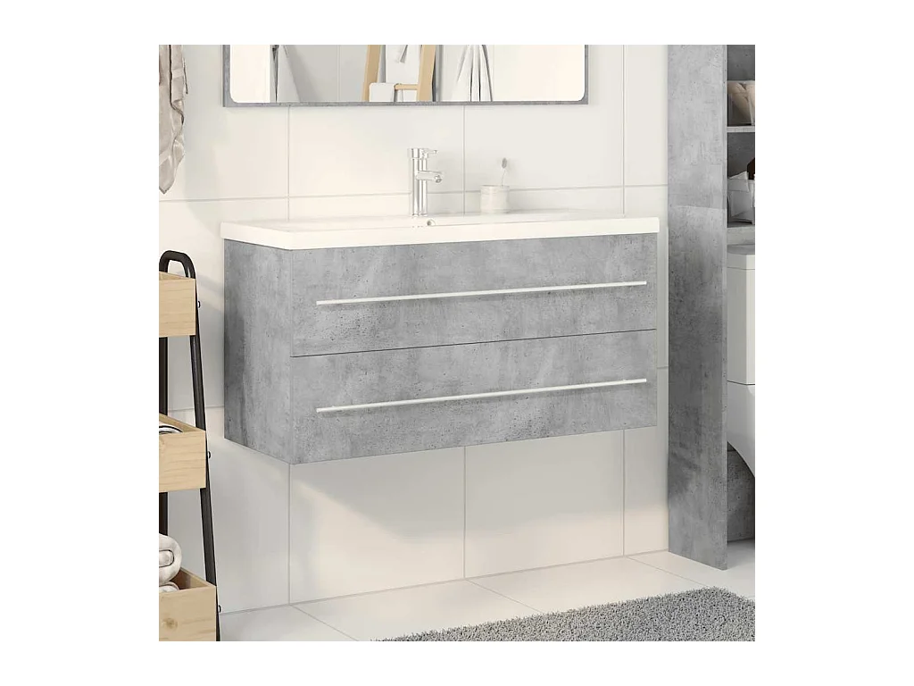 2-teiliges Badmöbel-Set Betongrau