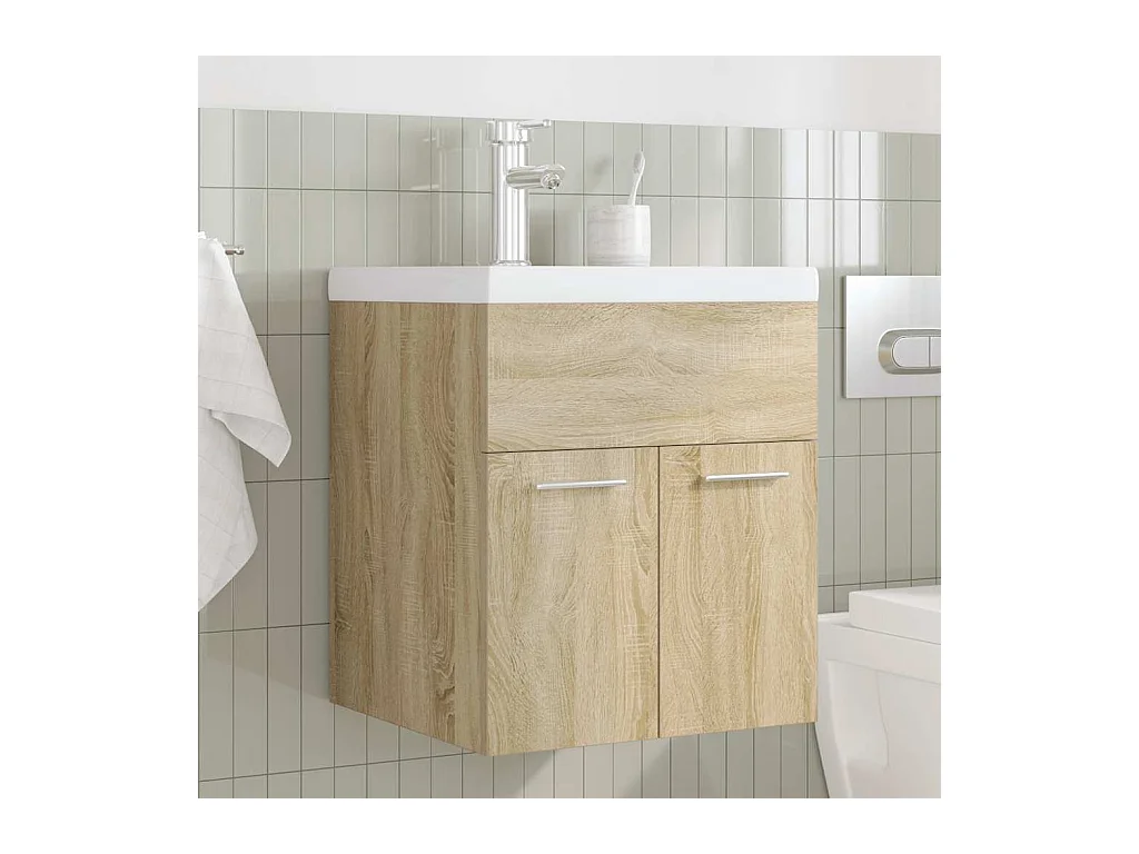 Badkamer wastafelmeubel met geïntegreerde wastafel en kraan