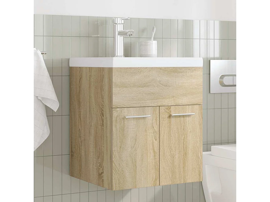 Armoire lavabo de salle de bain et vasque et robinet intégrés