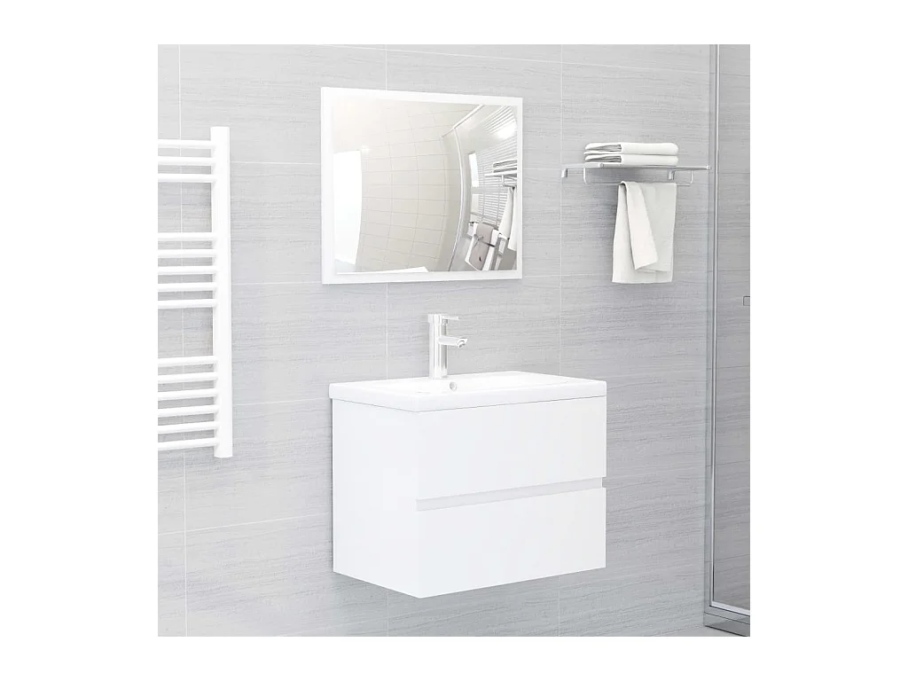 Badkamermeubels van wit glanzend bewerkt hout