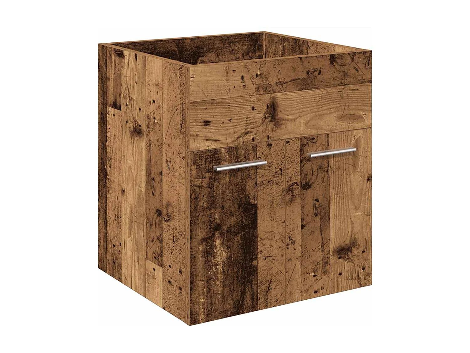 Meuble lavabo avec bassin et robinet intégrés vieux bois