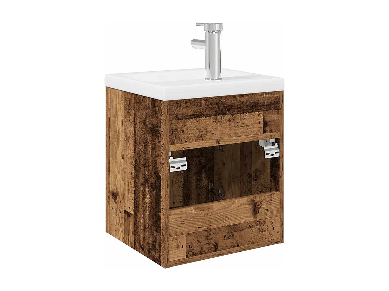 Meuble lavabo avec bassin et robinet intégrés vieux bois