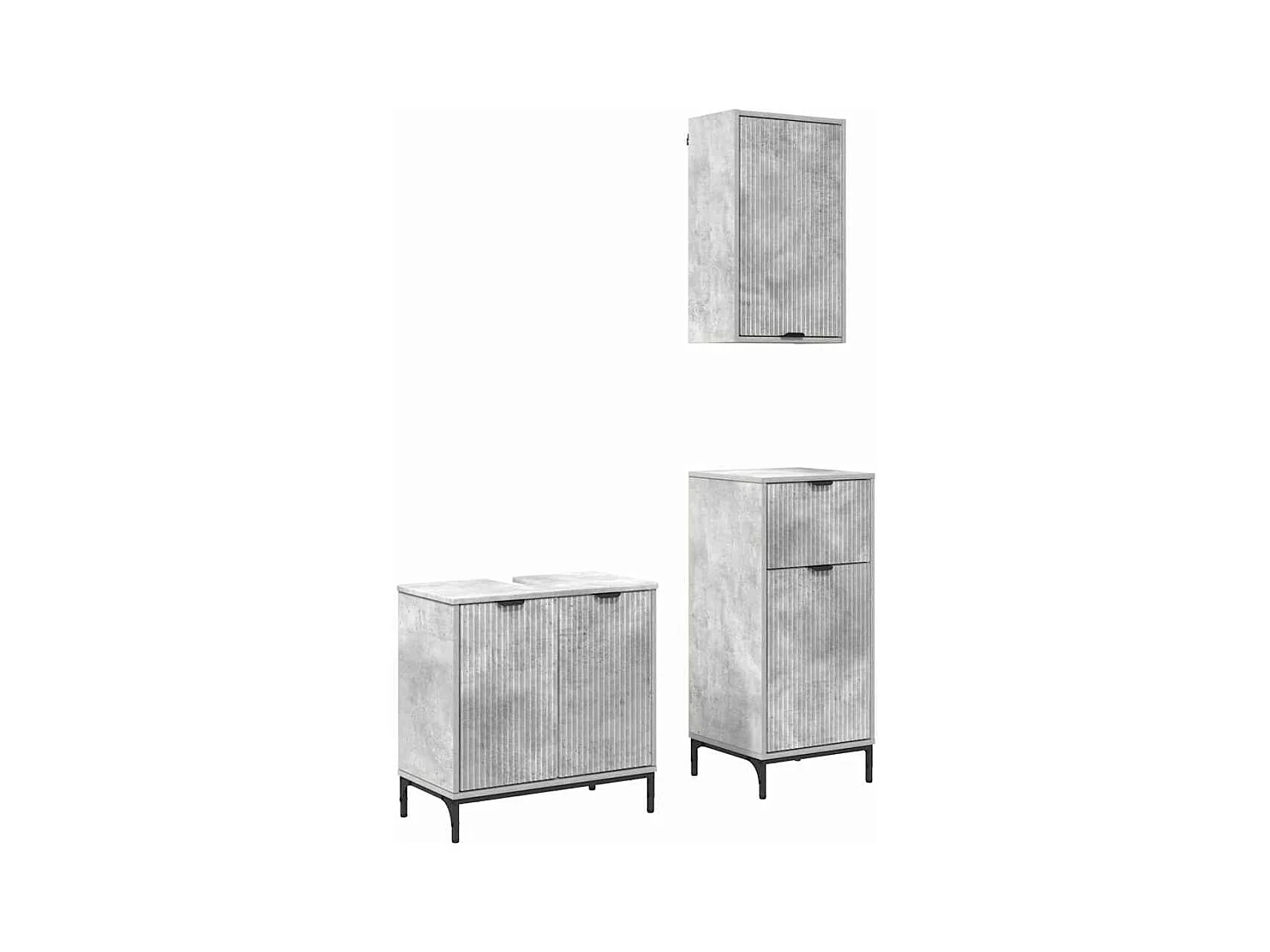 Ensemble de mobilier de salle de bain Plaid 3 pcs Gris béton