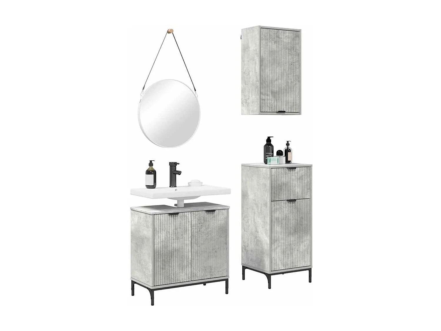 Set di mobili da bagno a quadri 3 pezzi grigio cemento