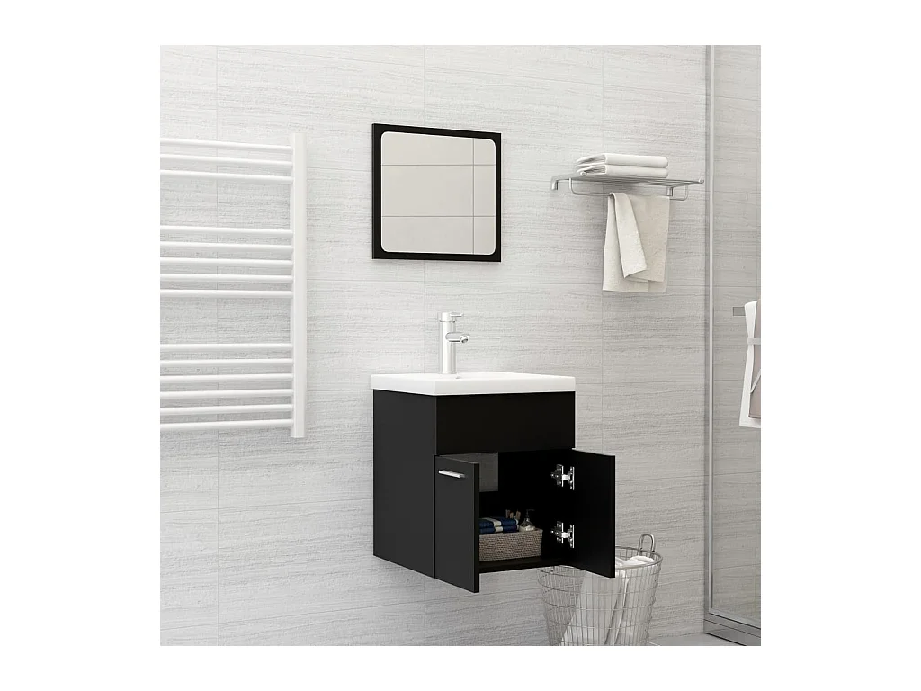 Conjunto de muebles de baño de aglomerado negro