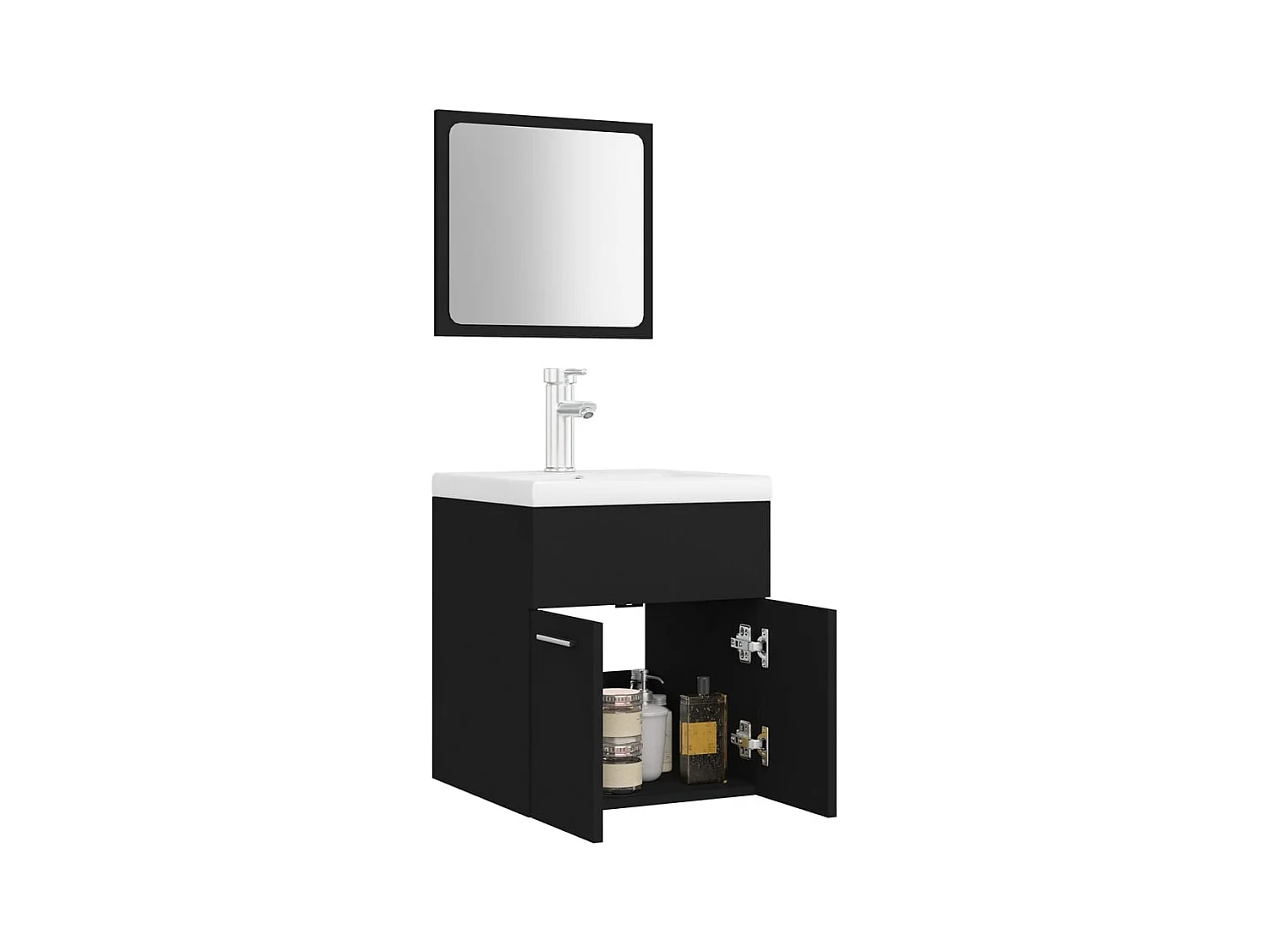 Conjunto de muebles de baño de aglomerado negro