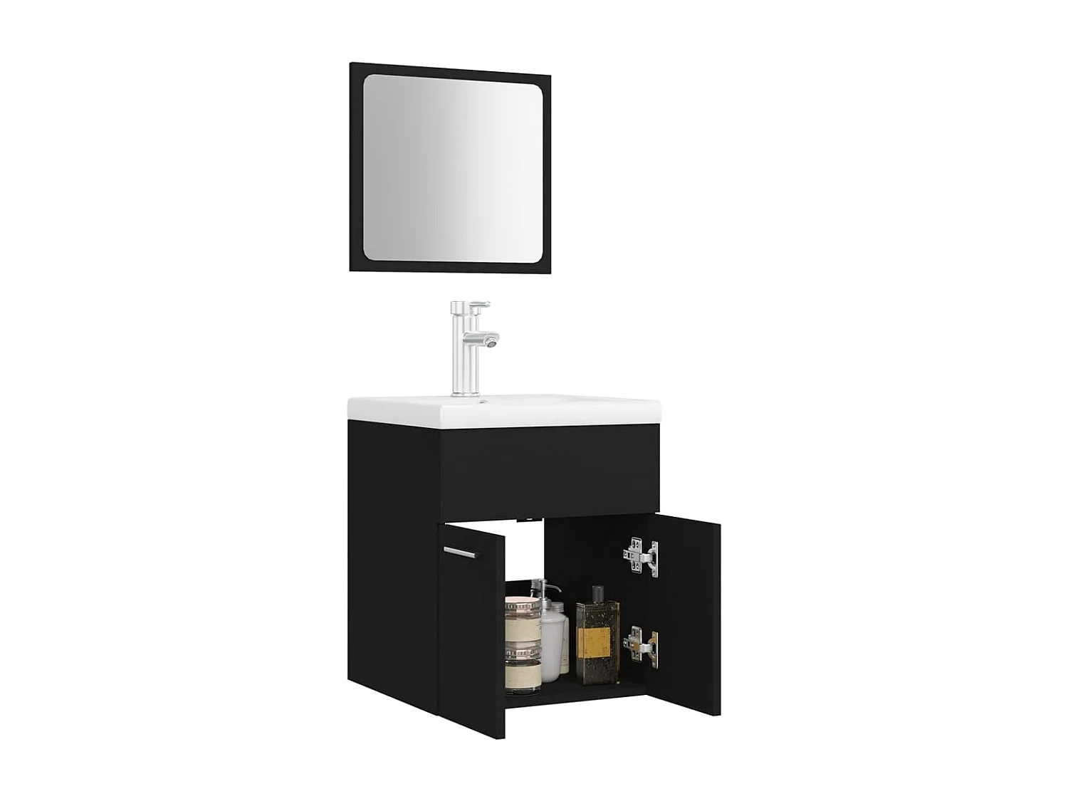 Zwarte spaanplaat badkamermeubelset