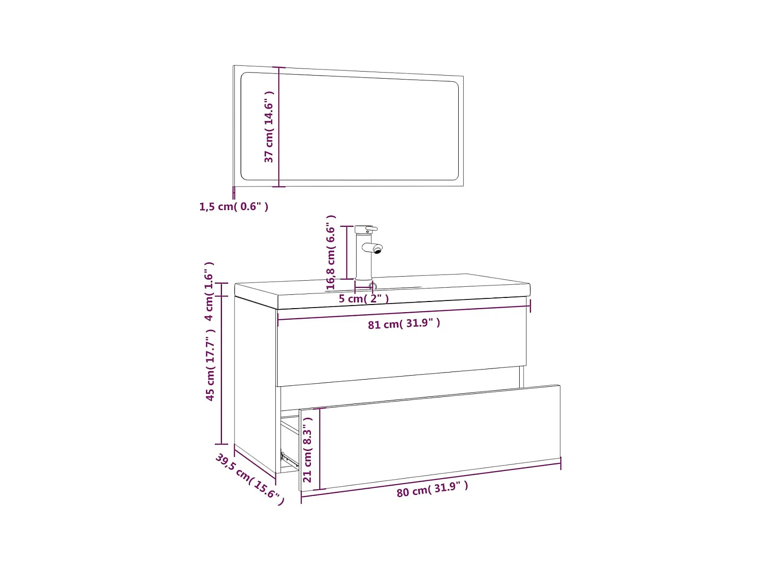 Mobili da bagno in legno ingegnerizzato Sonoma Gray