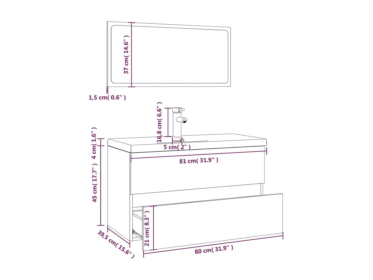 Sonoma Gray badkamermeubels van bewerkt hout