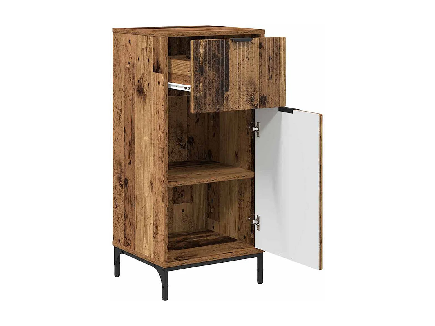 Set di mobili da bagno a quadri in legno anticato, 2 pezzi