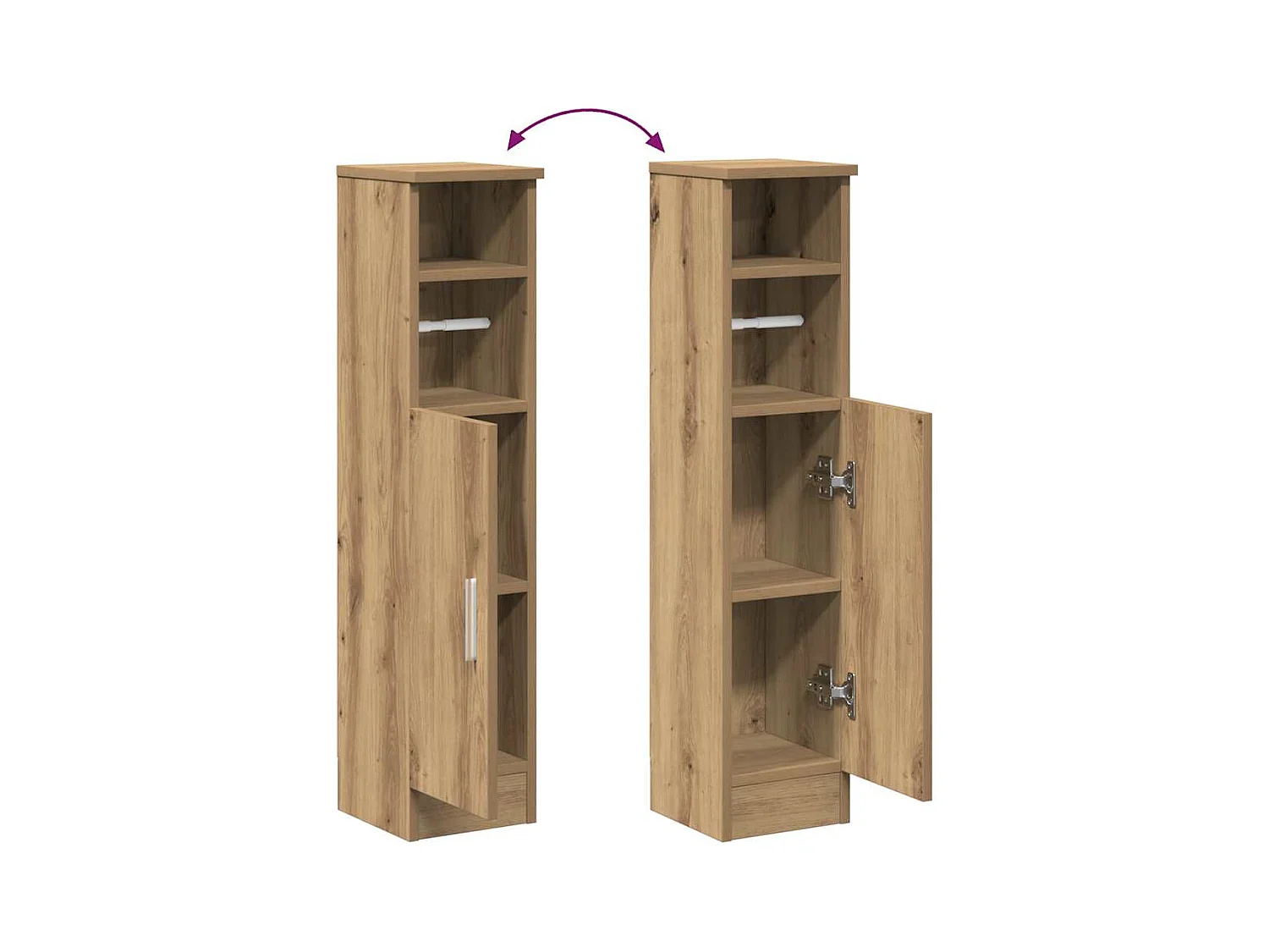 Mobile da bagno con portarotolo in rovere lavorato a mano