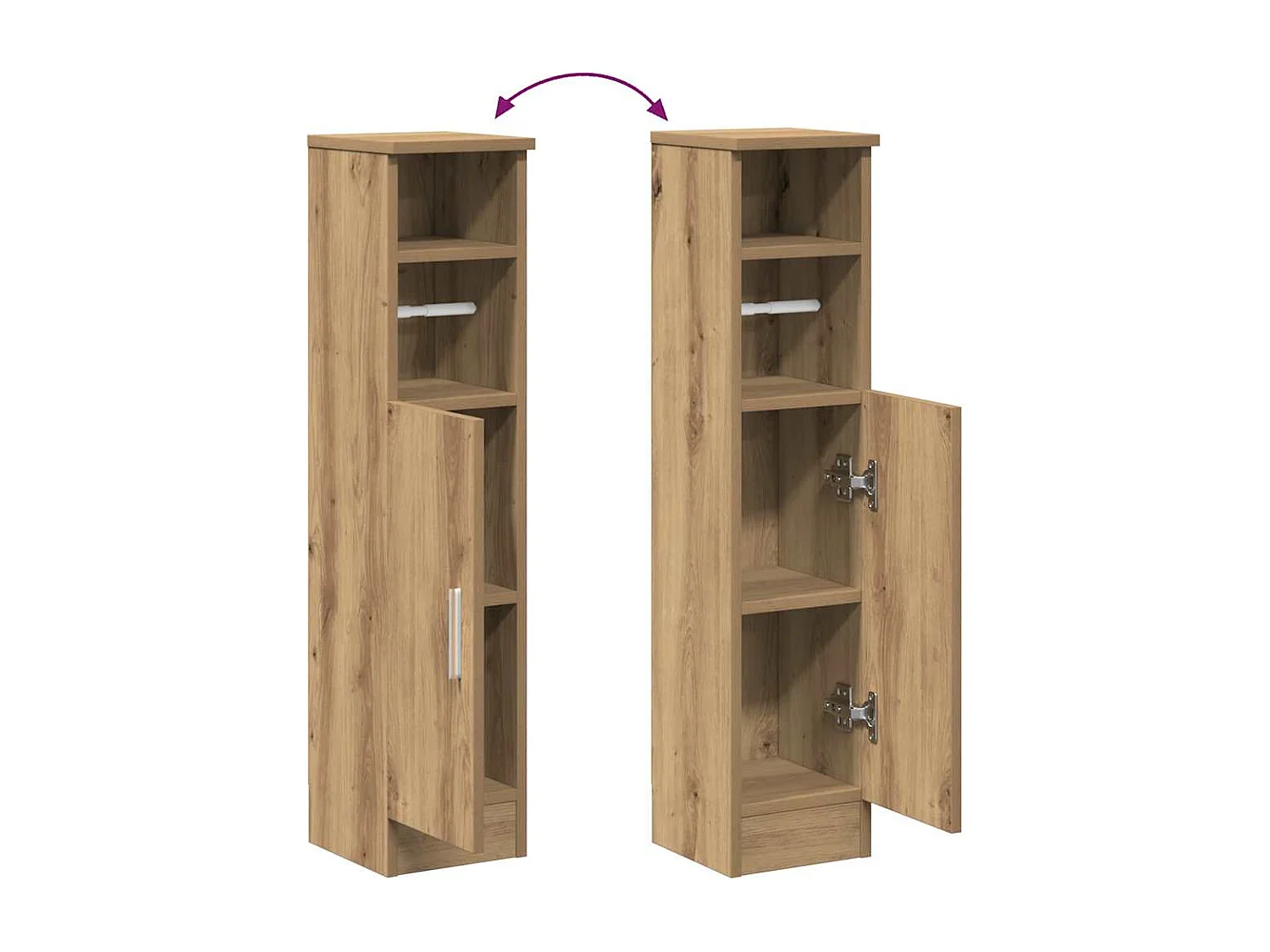 Mobile da bagno con portarotolo in rovere lavorato a mano