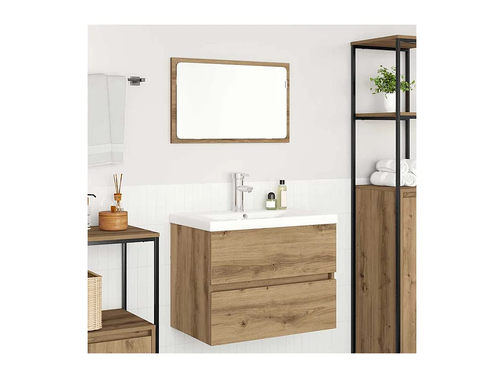 3-delige badkamermeubelset Zwarte eik