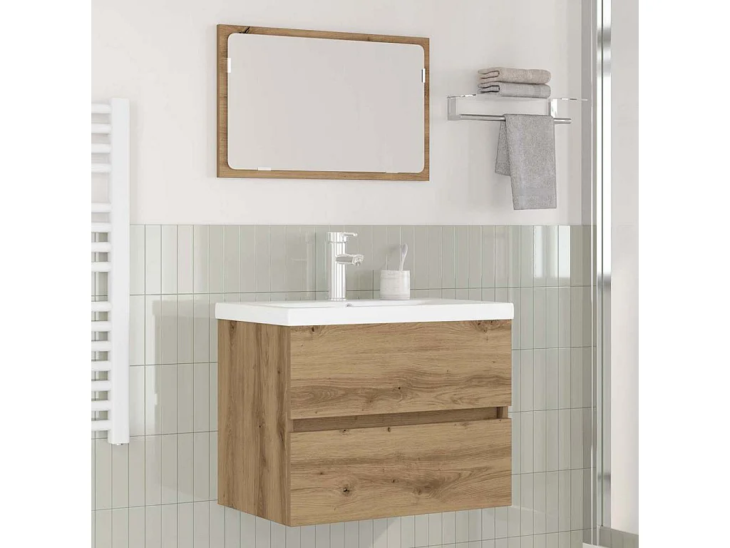 Ensemble de mobilier de salle de bain 3 pcs Chêne noir