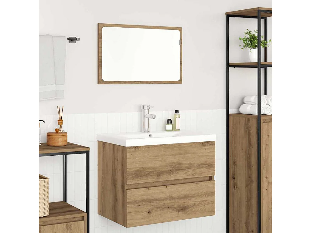 Ensemble de mobilier de salle de bain 3 pcs Chêne noir