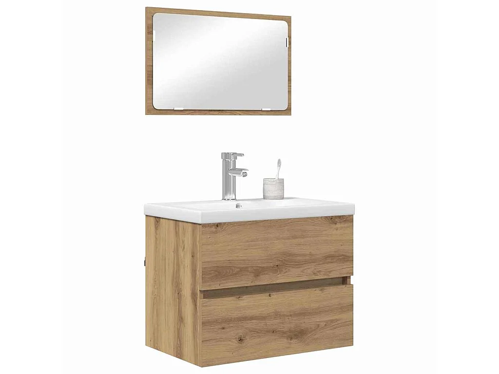 Set di mobili da bagno 3 pezzi Rovere nero