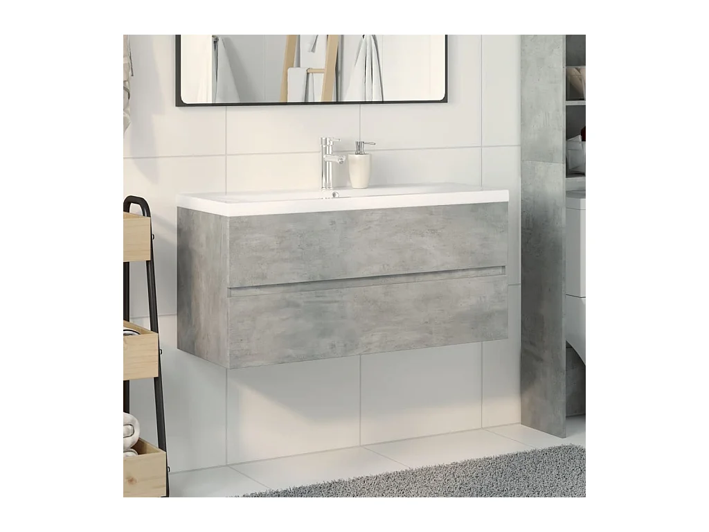 2-teiliges Badmöbel-Set Betongrau