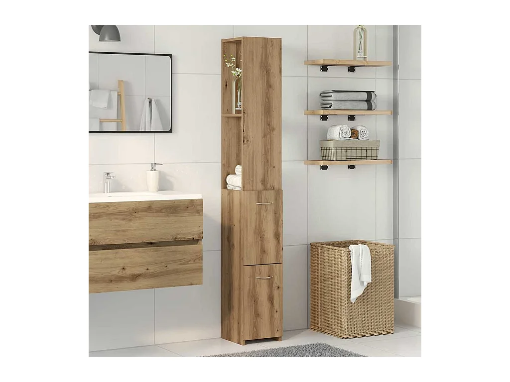 Mobile bagno in rovere fatto a mano 25x25x170 cm