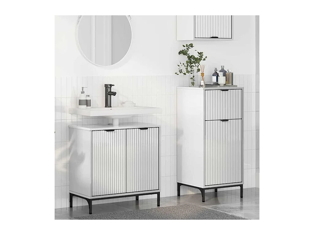 Conjunto de muebles de baño de 2 piezas, blanco brillante