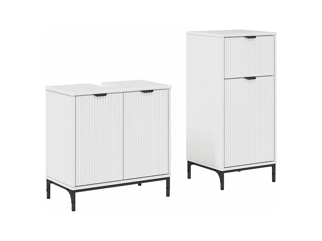 Conjunto de muebles de baño de 2 piezas, blanco brillante