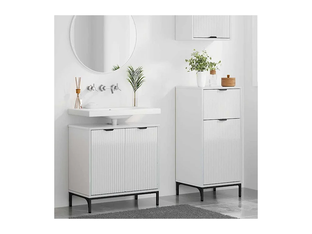 Conjunto de muebles de baño de 2 piezas, blanco brillante