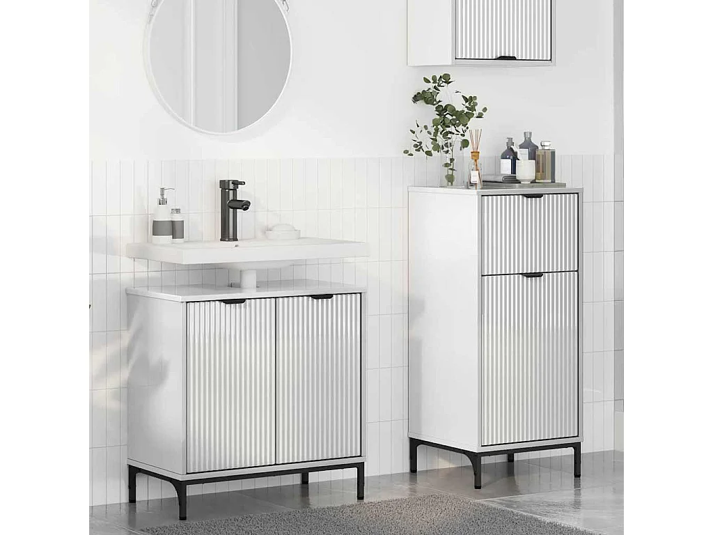 2-delige badkamermeubelset, glanzend wit