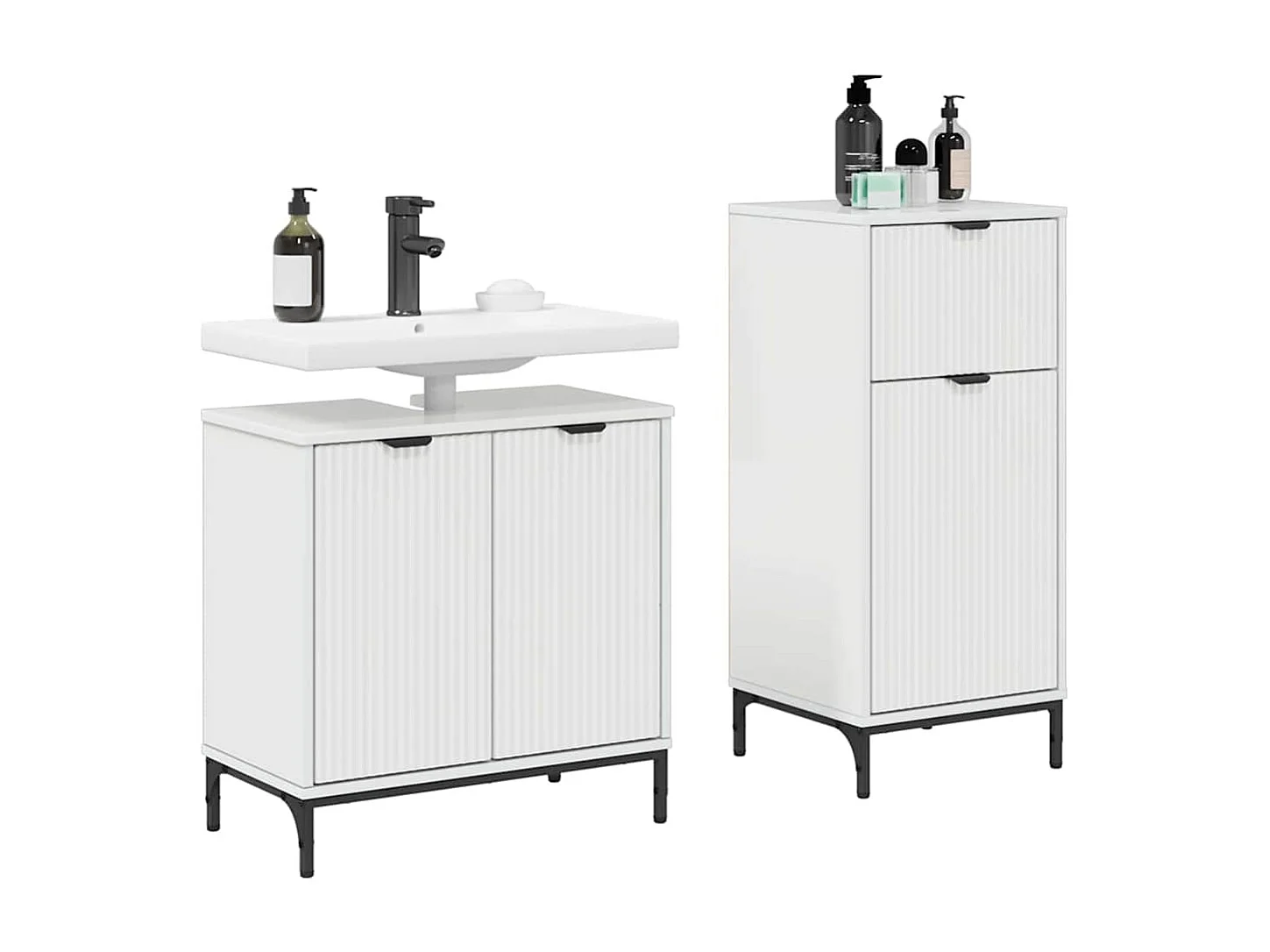 2-delige badkamermeubelset, glanzend wit