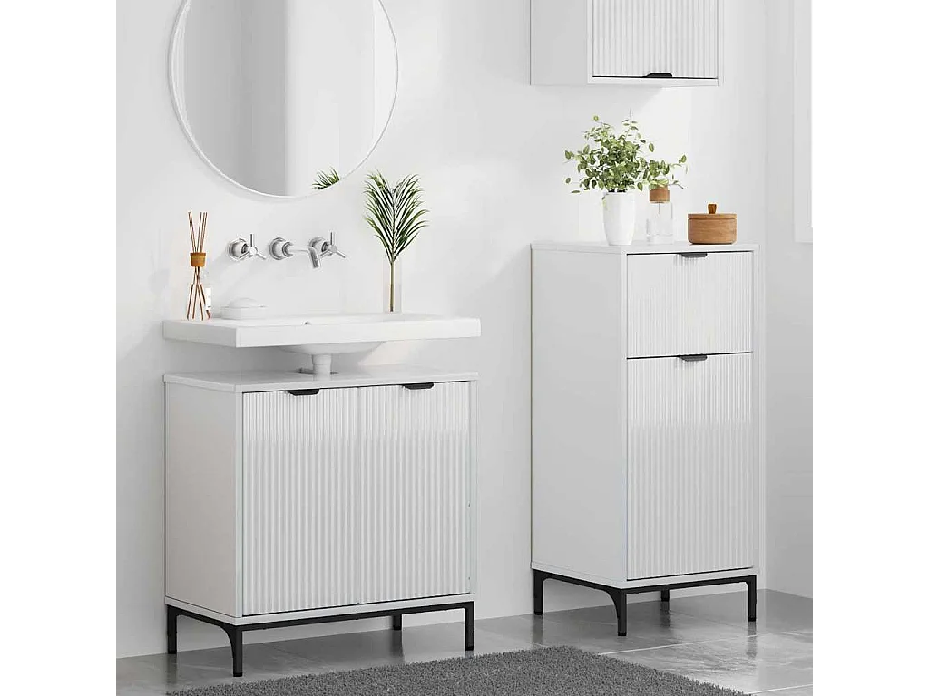 2-delige badkamermeubelset, glanzend wit