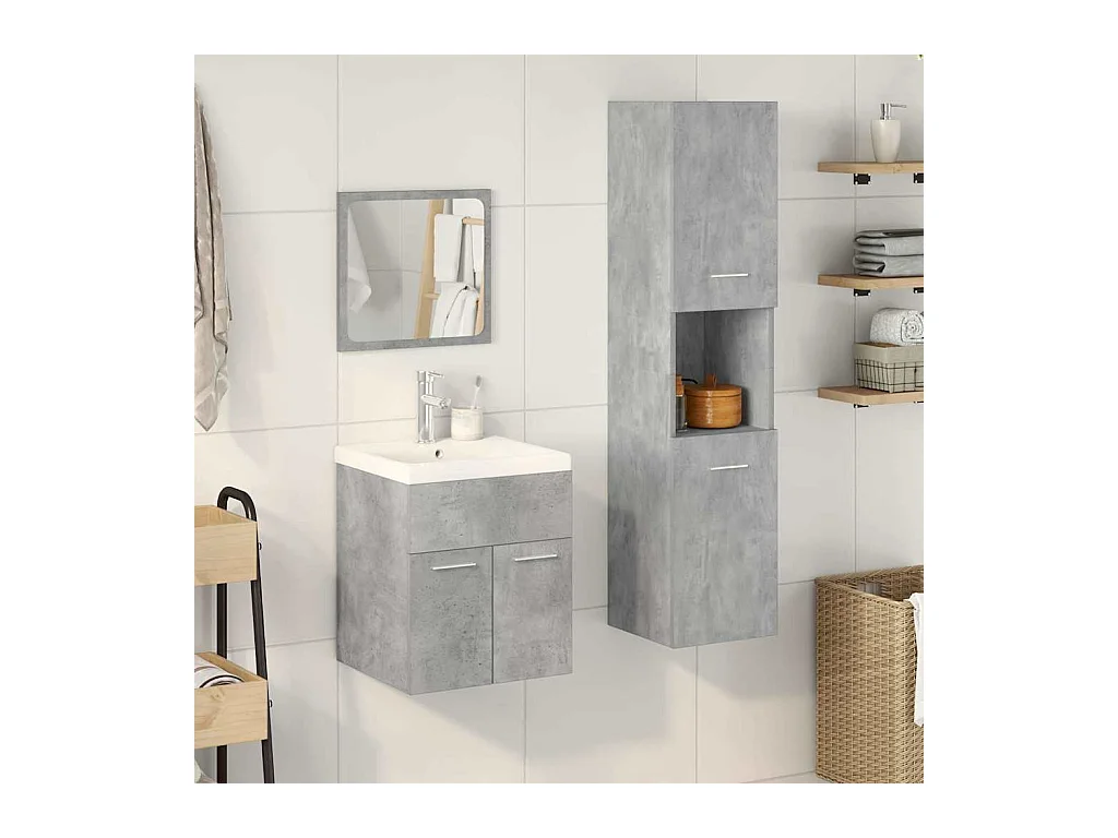 4-teiliges Badmöbel-Set Betongrau