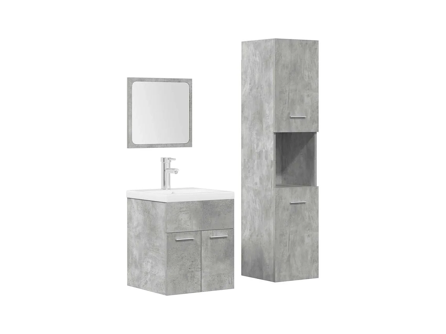 Ensemble de meubles de salle de bain 4 pcs gris béton