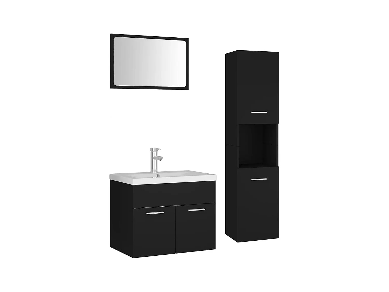 Zwarte spaanplaat badkamermeubelset