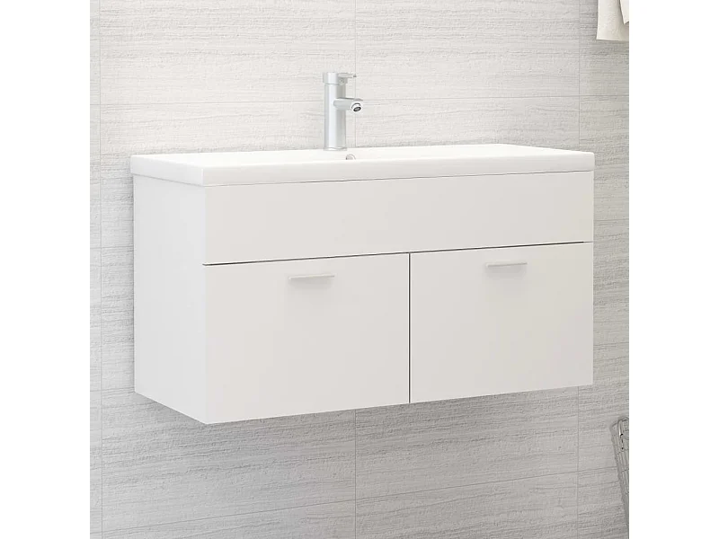 Mueble de lavabo con fregadero integrado Aglomerado blanco