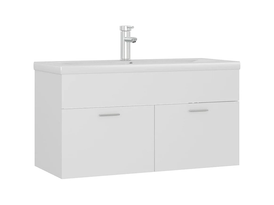 Mueble de lavabo con fregadero integrado Aglomerado blanco
