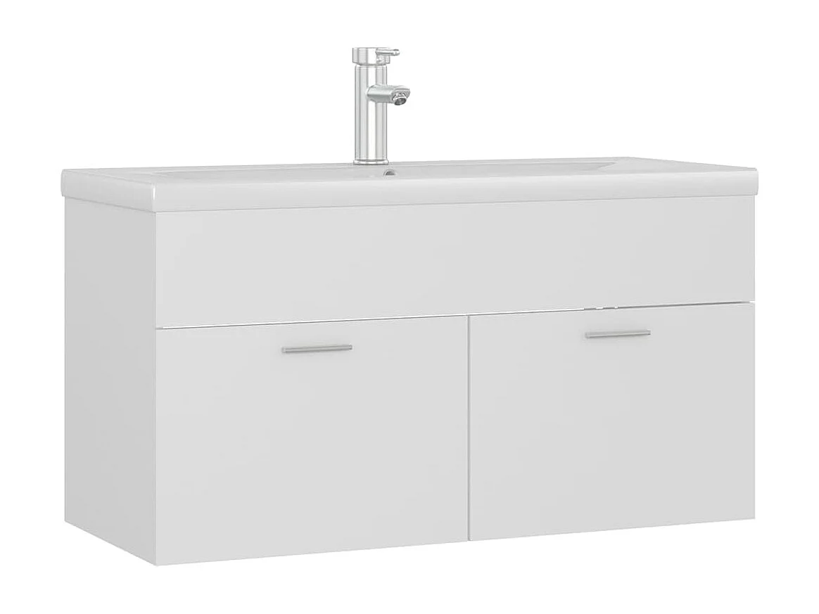 Mueble de lavabo con fregadero integrado Aglomerado blanco