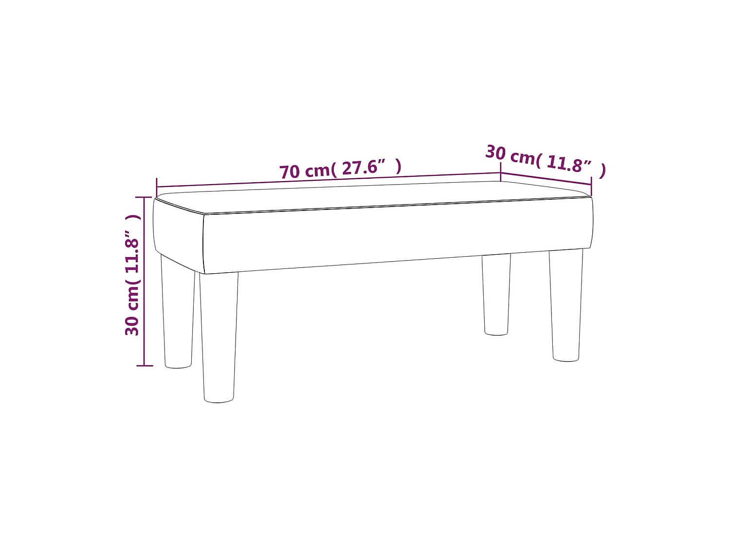 Lichtgrijze bank 70x30x30 cm stof