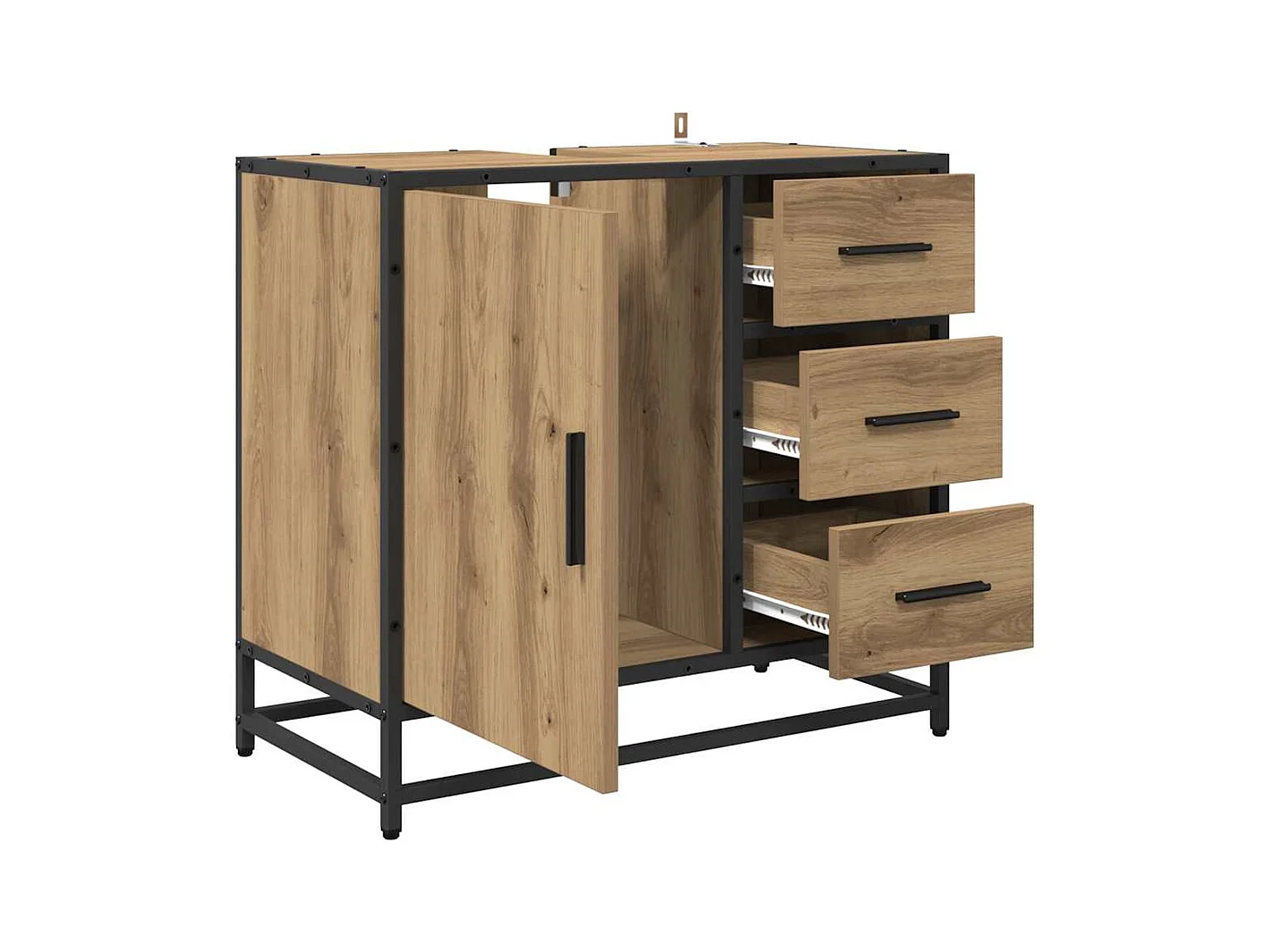 Meuble de Lavabo de Salle de Bain avec tiroir chêne artisanal