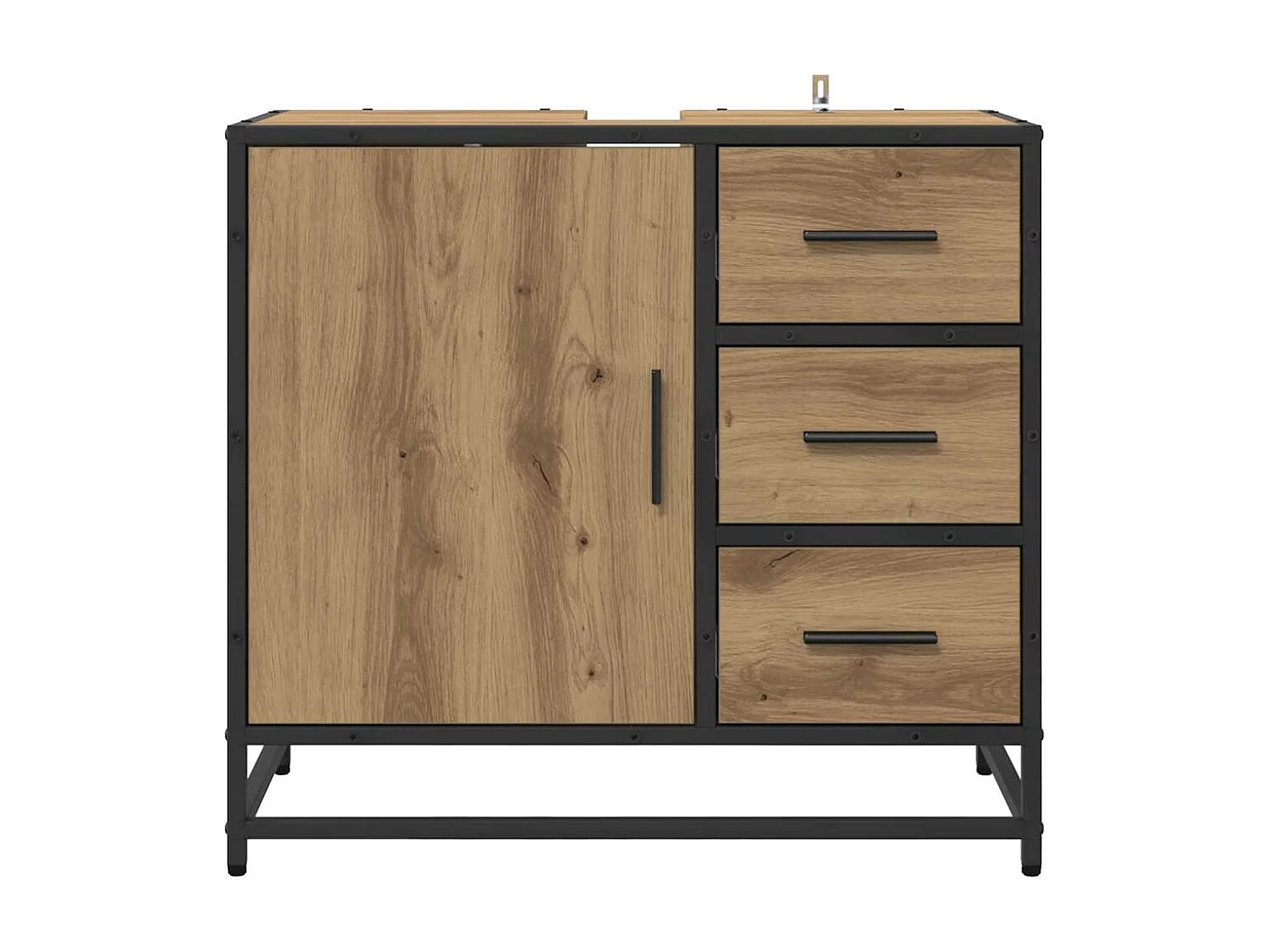 Meuble de Lavabo de Salle de Bain avec tiroir chêne artisanal