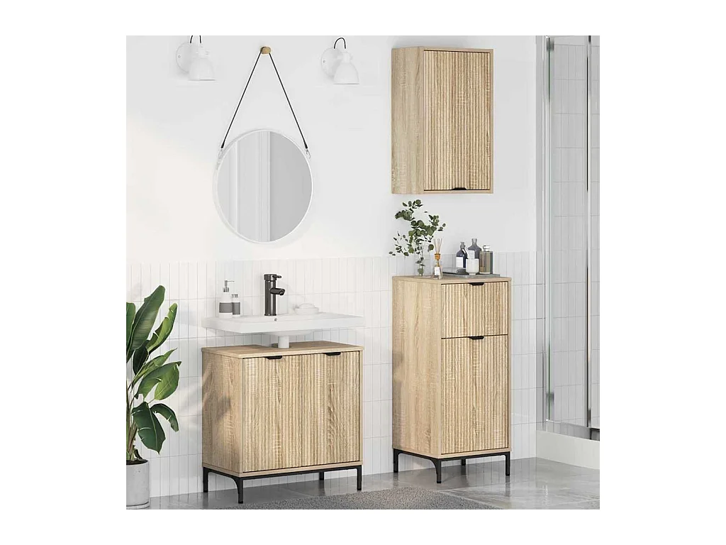 Set di mobili da bagno a quadri 3 pezzi Sonoma Oak