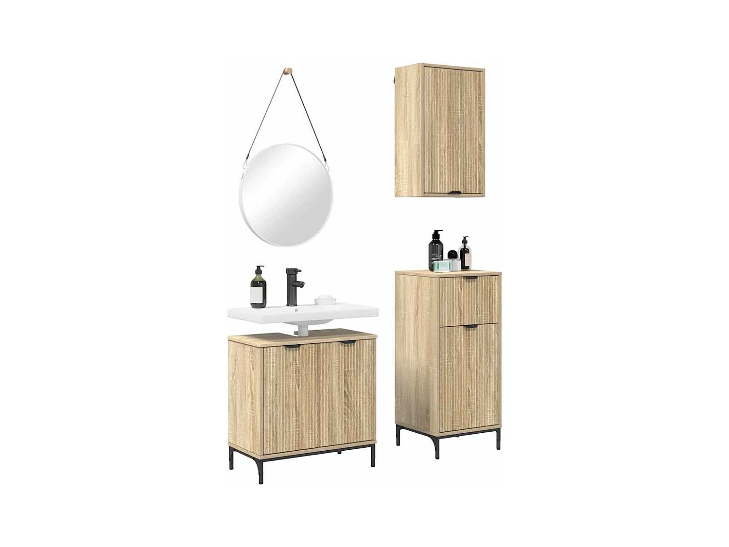 Set di mobili da bagno a quadri 3 pezzi Sonoma Oak