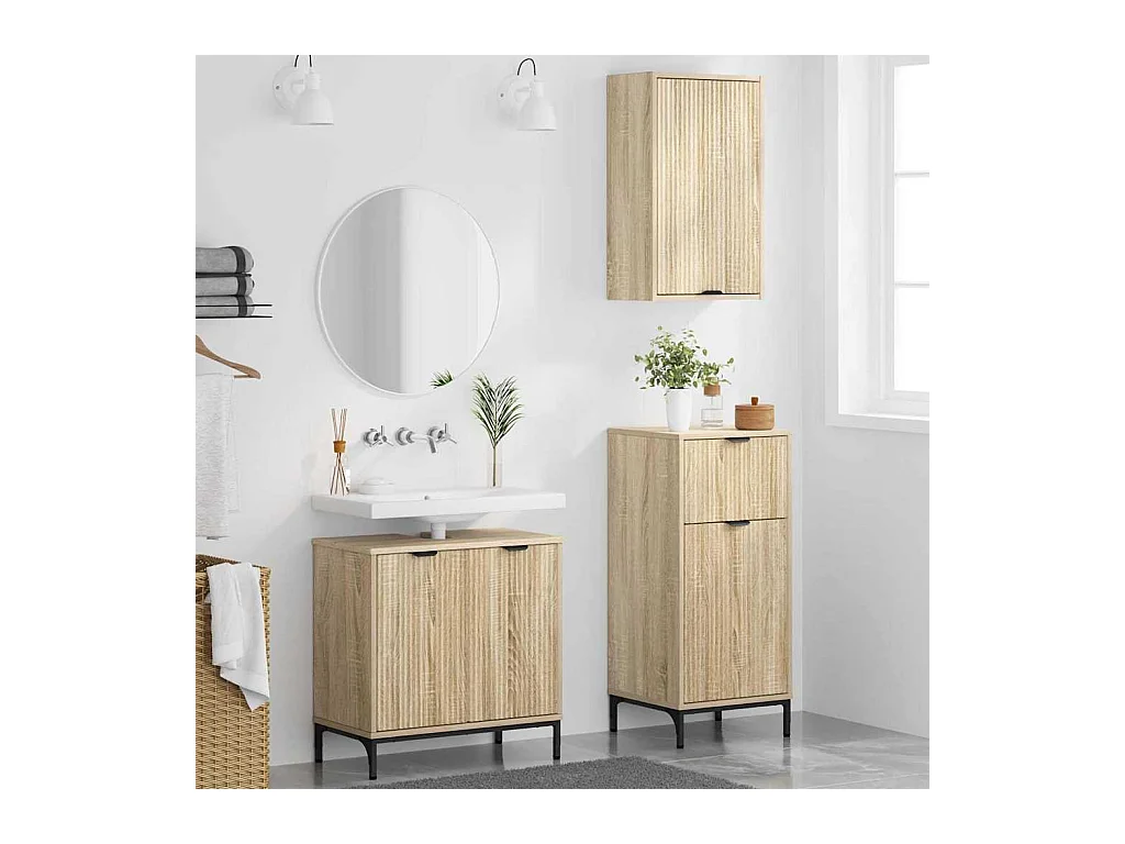 Set di mobili da bagno a quadri 3 pezzi Sonoma Oak